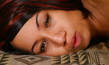 Foxy american brunette youthful Mya Mason shows tiny tits and masturbates 